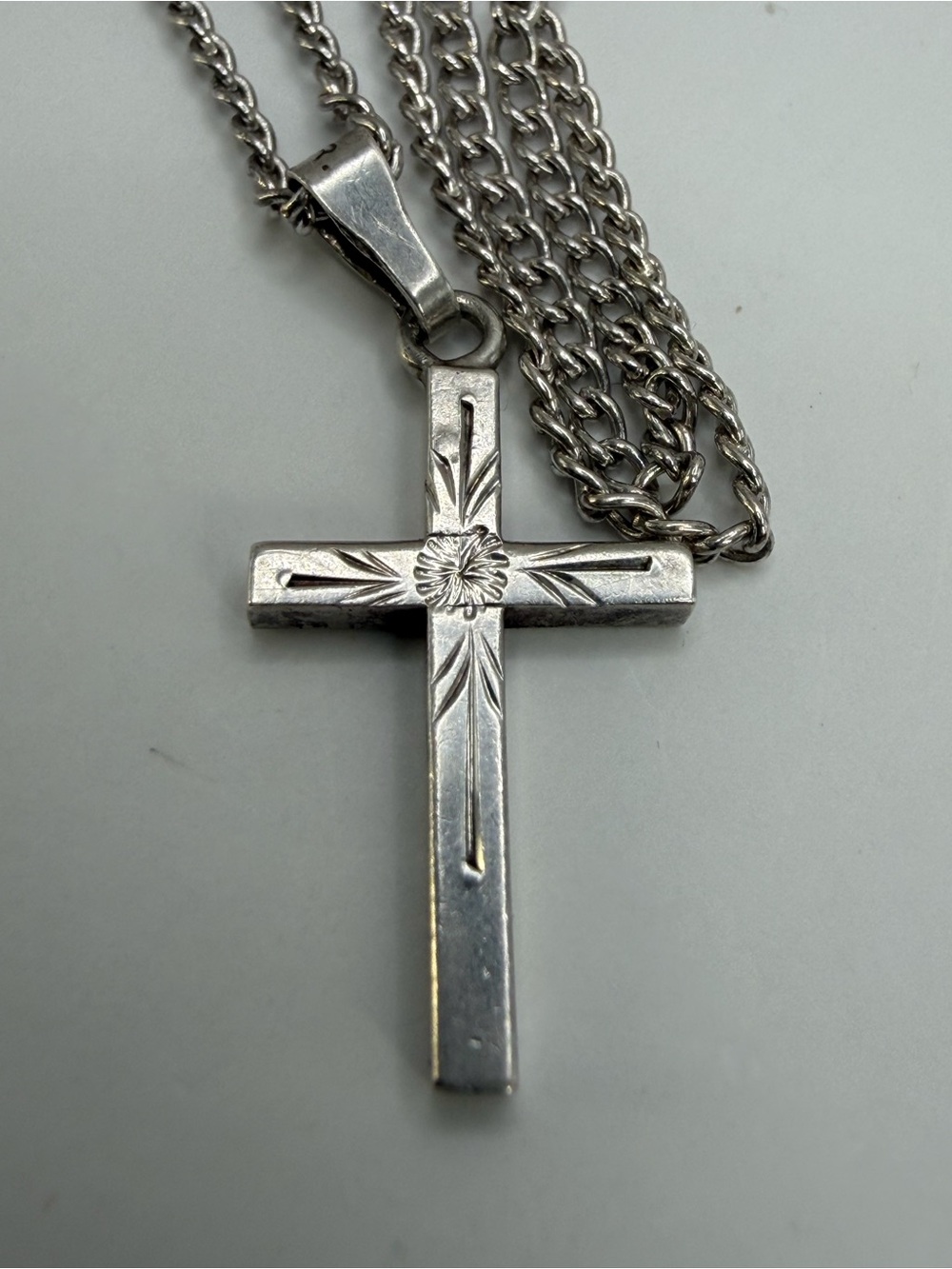 CMC Vtg 925 Silver Cross Pendant Necklace